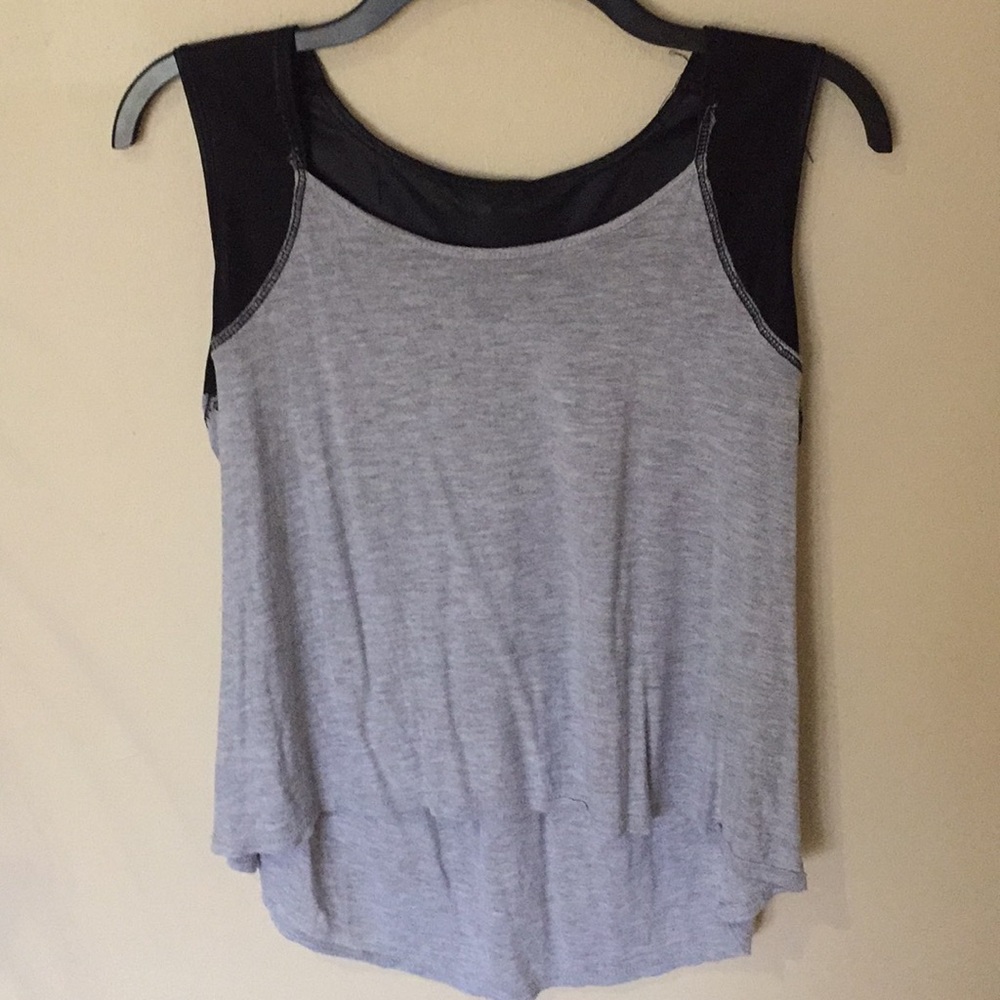 Gray tank top with black trim